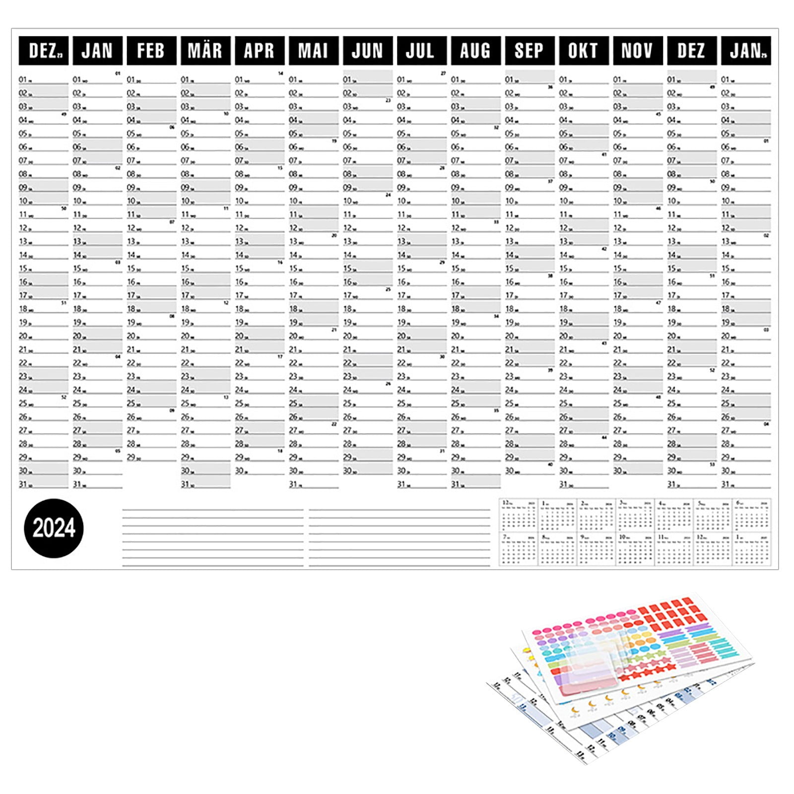 Pompotops 2025 Large Wall Calendar, 2025 Planner's Giant Annual Poster