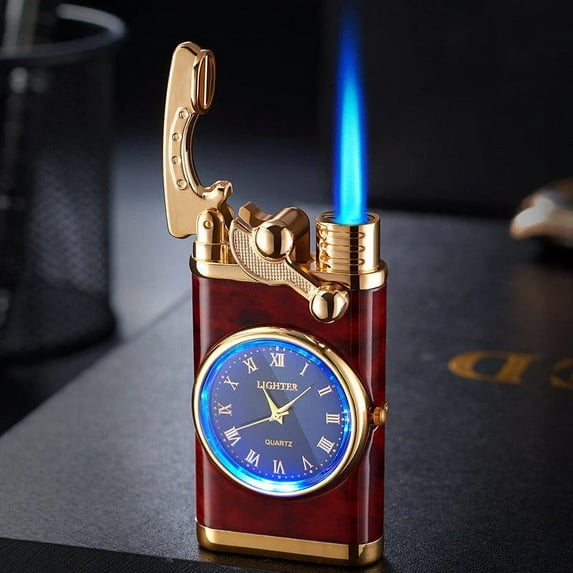 Pompotops 2024 New Creative Dial er Arm Inflatable Lighter, Lighter With Dial, Torch Lighter with Electric Watch, Windproof Portable Candle Lighter