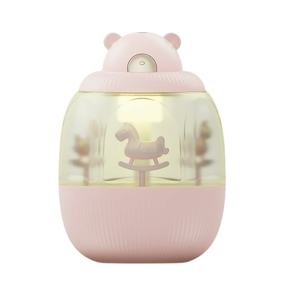 Pompotops 320ML Mini Humidifiers Cute Micrometer Mist Humidifier, With Light, Carousel Music Box, For Office Home Desk