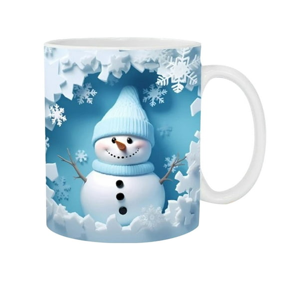 Pompotops 350ML Personalized Christmas Ceramic Coffee Mug Cup Santa Claus Snowman Cup Christmas Gift for Kids or Adults, Xmas Home Dinner Table Decoration