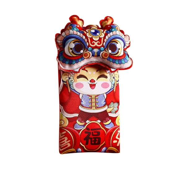 Pompotops 3D Creative Dragon Year Red Envelope, Fabric Art Spring Festival New Year Children's New Year Red Envelope Bags Squeezing Sounds
