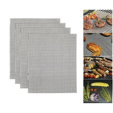 Pompotops 4PCS Grill Mesh Mat, BBQ Grill Net Rectangle Wire Mesh Non-stick Meat Oven Grill Holder, Barbecue Accessories