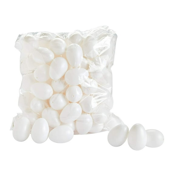 Pompotops 50 Decorative Eggs 6 Cm Plastic Eggs Decorating Home Decoration White