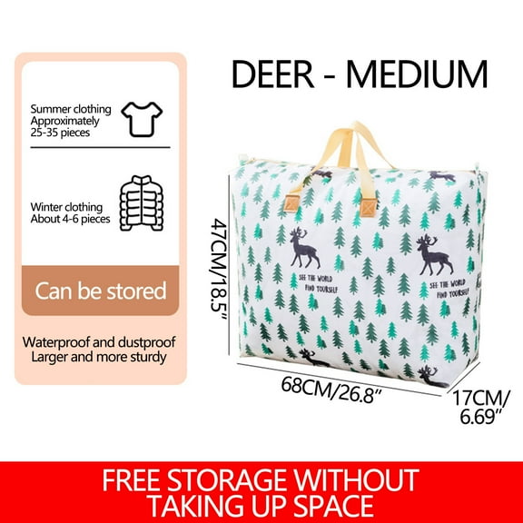 Pompotops 55L Large Capacity Clothes Storage Bag With Handle Largecapacity Storage Bag Foldable Storage Bucket For Quilt Blanket