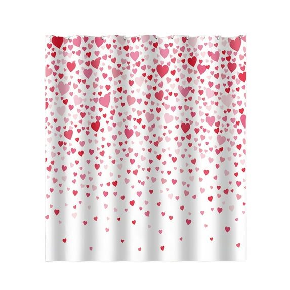 Pompotops 71*71 Inch Valentines Day Shower Curtain, Romakntic Red Rose Heart Valentine's Day Gnomes Shower Curtain Set Valentines Day Lovers Bathroom Accessories With Hooks
