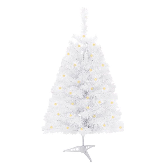 Pompotops Artificial Christmas Tree with LED Lights Hinged Spruce Fake Holiday Christmas Tree Ideal For Home Office And Xmas Party Decoration, White