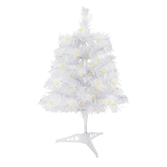 Pompotops Artificial Christmas Tree with LED Lights Hinged Spruce Fake Holiday Christmas Tree Ideal For Home Office And Xmas Party Decoration, White