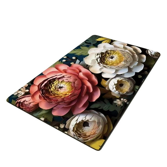 Pompotops Bath Mat, Bathroom Rugs, Household Bathroom Flower Non-slip Quick-drying Diatomaceous Earth Absorbent Mat