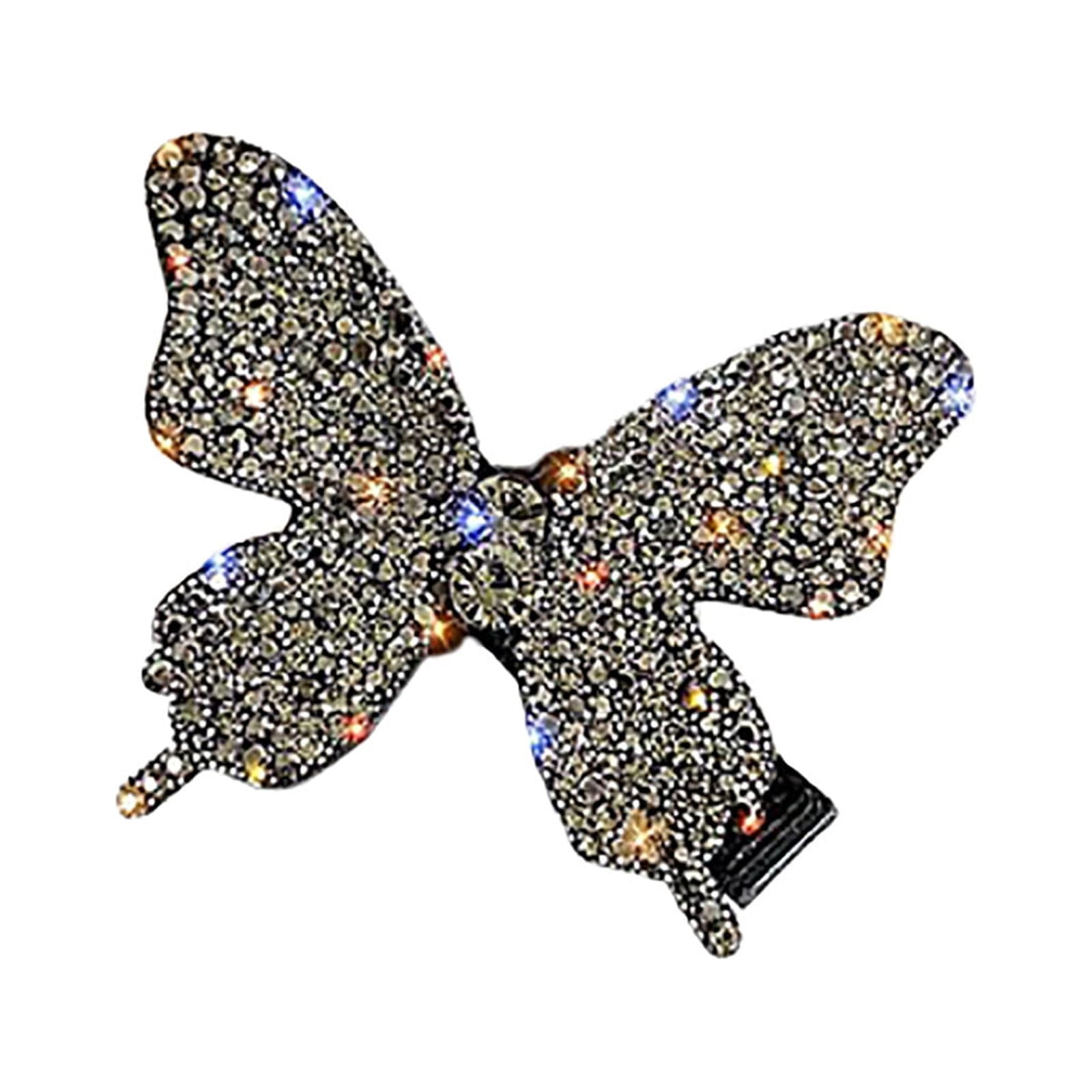 Pompotops Rhinestone Butterfly Braided Hair Clips for Women Girls Butterfly  Side Clip Bangs Hairpin Hair Accessories 