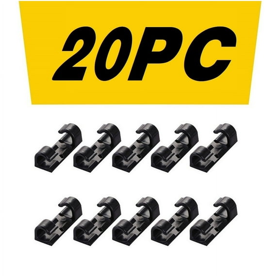 Pompotops Black 20pc self-adhesive desktop cable organizer fixing clamp, Home Savings!