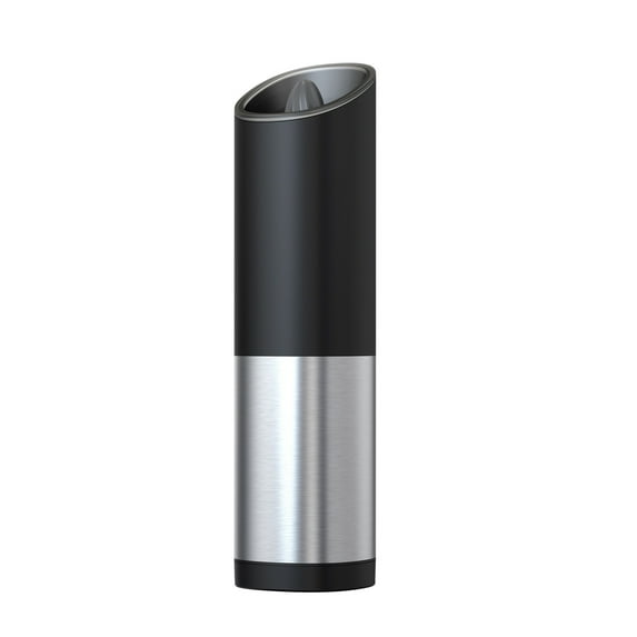 Pompotops Black Gravity Electric Pepper Grinder, Battery Operated Grinder,One-hand Button Control, Tunable Coarseness, Black Peppe Grinder Refillable, Battery Not Included