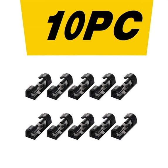 Pompotops Black/white/transparent 10pc self-adhesive desktop cable organizer fixing clamp, Home Savings!
