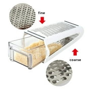 Pompotops Box Cheese Grater - 2-Sided Stainless Steel Cutter and Shredder for Cheeses