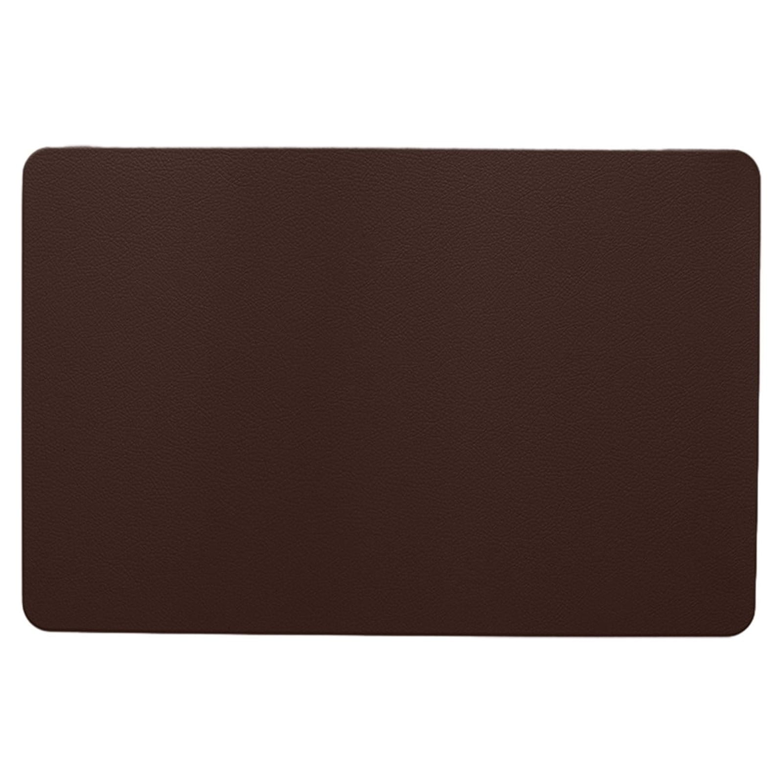 Pompotops Brown Wipeable Rectangular Leather Placemat Solid Colour Faux