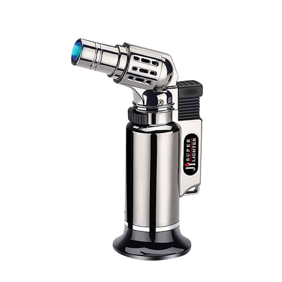 Pompotops Butane Torch Lighter, Metal Lighter Direct Blast Flameproof Outdoor Barbecue Kitchen Baking Lighter, Black