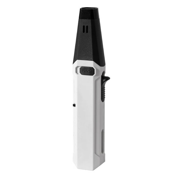 Pompotops Butane Torch Lighter, Windproof And Refillable Lighter With Adjustable Flame Used For Barbecue Kitchen Fireplace Candles Etc, Refillable Gas Lighter, White