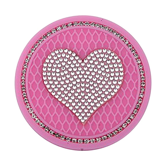 Vikakiooze Car Cup Holder Coaster, Universal Vehicle Bling Cup Holder Insert Car Interior Accessories-2.76 Inch Silicone Slip Crystal Rhinestone Car Universal