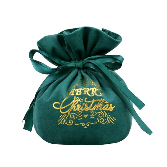 Pompotops Christmas Gift Bags, Christmas Decoration Apple Gift Bag, Christmas Flocked Bag Bundle Pocket Christmas Candy Box, Christmas Cloth Bag