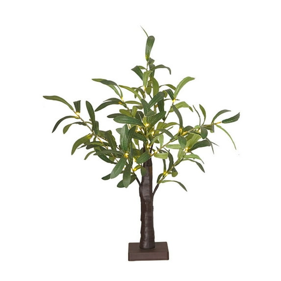 Pompotops Christmas Indoor Lighted Tree 16.9'' Small Tree Lights Led Christmas Party Decoration Olive Leaf Decoration Lights Thanksgiving Indoor Event Landscapes Glowing Tree