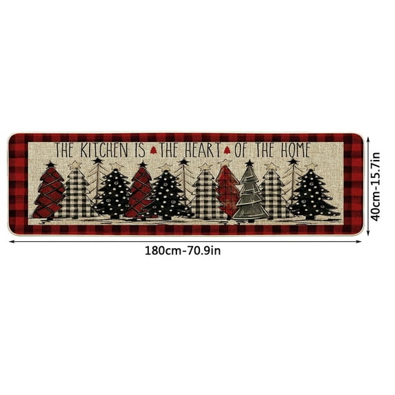 Pompotops Christmas Kitchen Mats for Floor, Christmas Kitchen Rugs, Non-Slip Christmas Tree Printed Kitchen Mats Area Rugs Xmas Door Mat, Home Holiday Decor