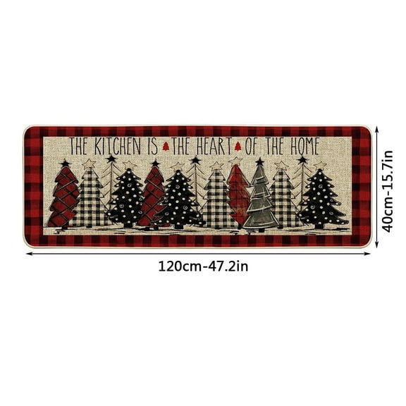 Pompotops Christmas Kitchen Mats for Floor, Christmas Kitchen Rugs, Non-Slip Christmas Tree Printed Kitchen Mats Area Rugs Xmas Door Mat, Home Holiday Decor