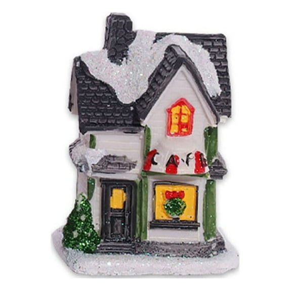 Pompotops Christmas LED Lighted Up Village Houses Christmas Decoration Led Christmas Booth Led Wind Lamp Decoration, Christmas Figurines Landscape Decor