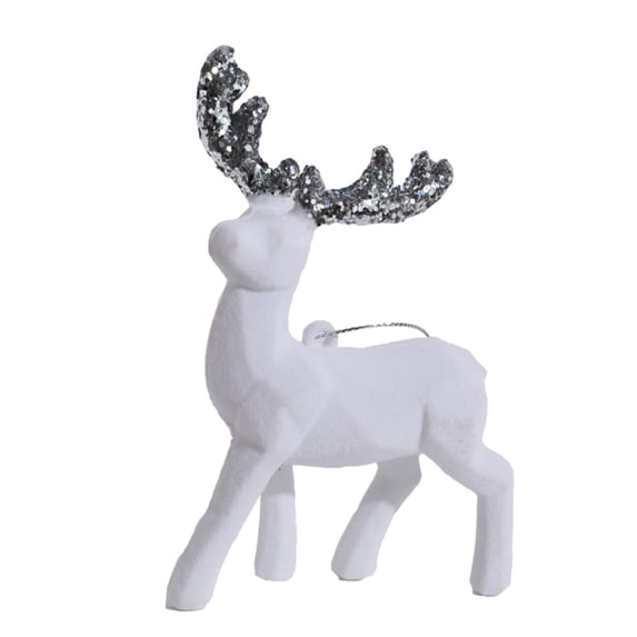 Pompotops Christmas Ornaments Deer Christmas Tree Decoration Glitter Figures Statue Miniature Gift Hanging Ornaments For Party Garden Holiday Photography Prop Home Decor