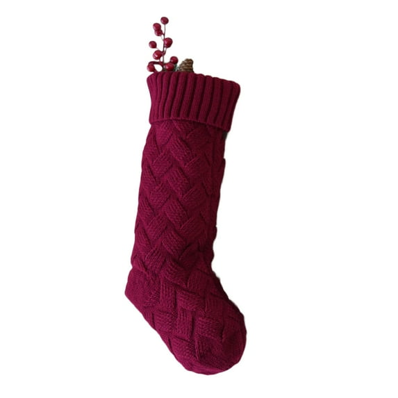 Vikakiooze Christmas Stockings for Christmas Tree, 18 Inches Knitted Christmas Stockings Fireplace Hanging Monogram Xmas Stockings for Kids, Family Holiday Party Decoration, Red