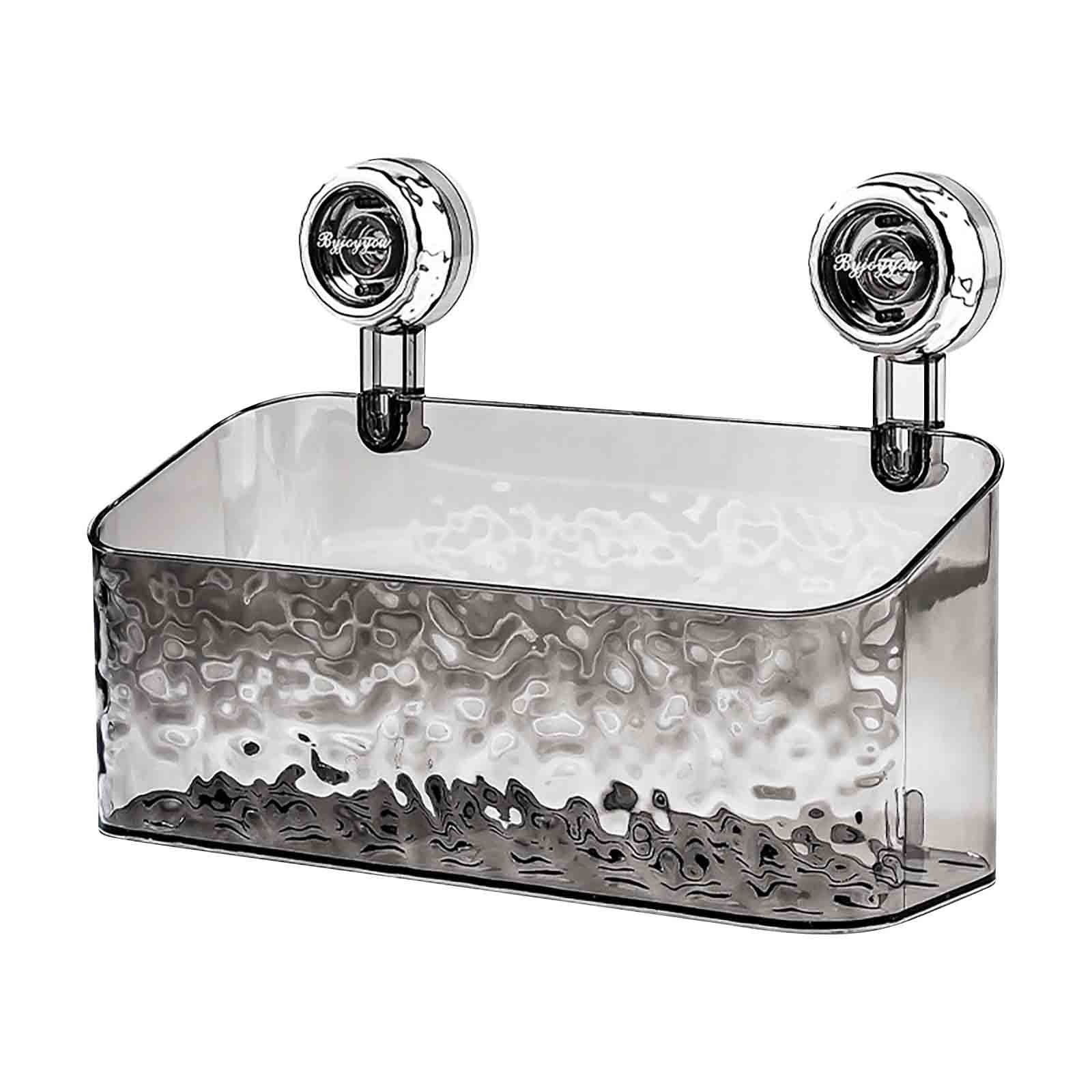 Corrugated Suction Cup Storage Rack - No-Drill Glacier Pattern Shelf For Bathroom & Kitchen (White) - View #5