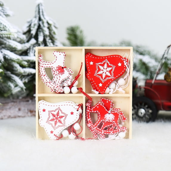 Pompotops Clearance Sales 12PC Set Of Christmas Ornaments Painted Wooden Angel Christmas Tree Decoration Pendant DIY Ornaments