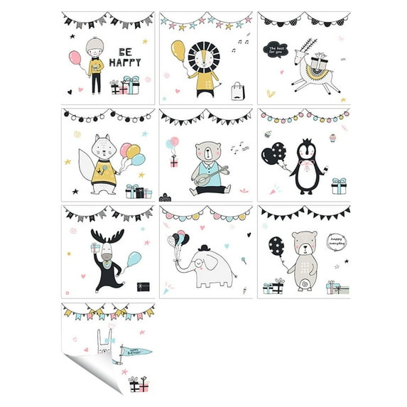 Pompotops Clearance Sales 1Set 10pc Self Adhesive Tile Print Sticker Kitchen Bathroom Wall Sticker Decoration