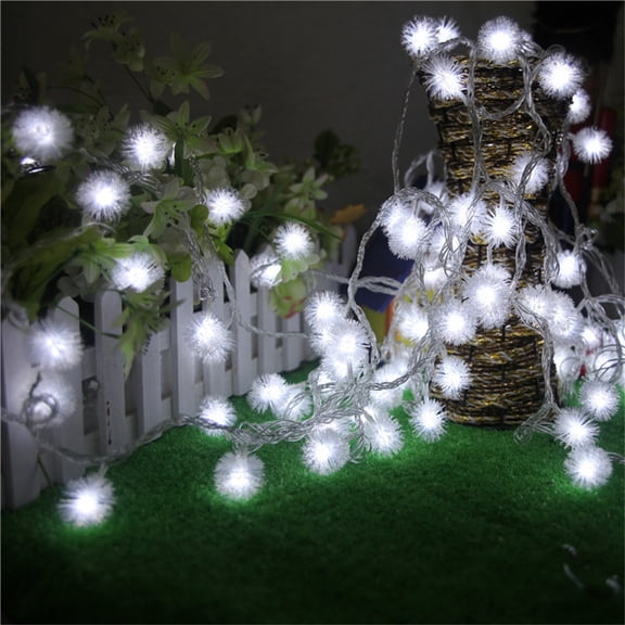 Pompotops Clearance Sales 40 LED Christmas Balls Snowball Dandelions Chain Christmas Fairying Chain For Christmas Tree Doorway Garden