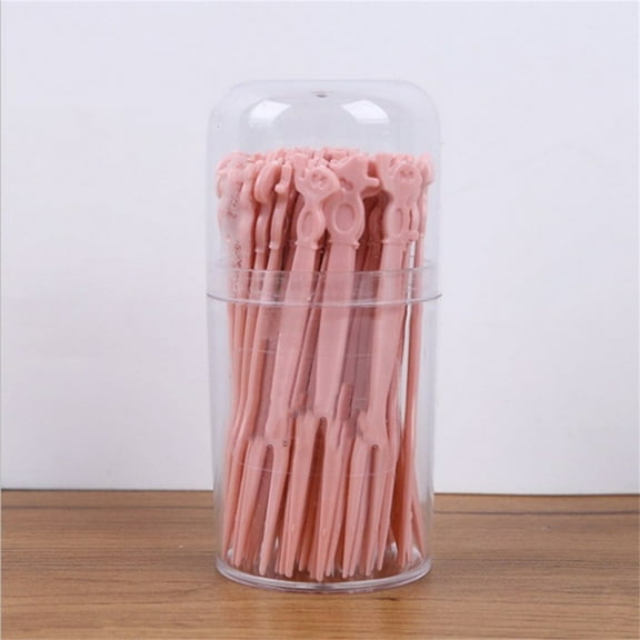 Pompotops Clearance Sales 50pcs Fruit Fork Disposable Plastic Fork Two Tooth Fork Dessert Cake Fork