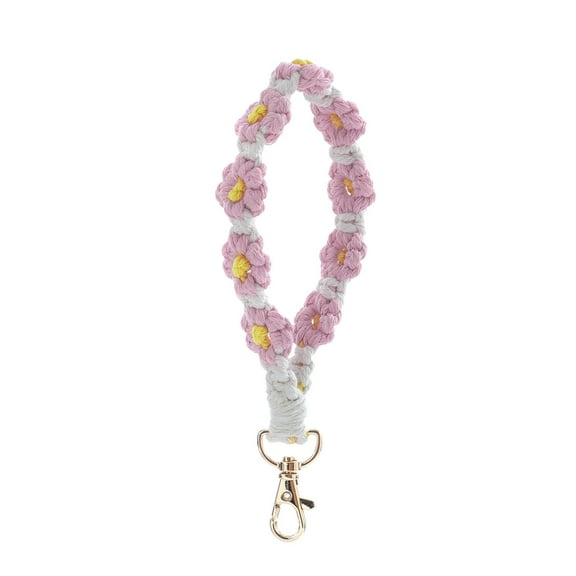 Pompotops Clearance Sales Bohemian Handwoven Flower Keychain Clashing Color Keychain Bracelet Pendant Phone Chain