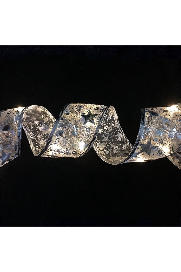 Clearance Sales Christmas Decoration LED Ribbon Lights Christmas Tree Ornaments DIY Lace Bow String Lights Decoration