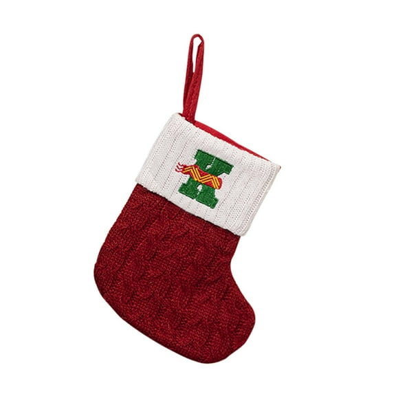 Pompotops Clearance Sales Christmas Decorations Red Knitted Alphabet Embroidered Christmas Socks Colorful 26 Letter Gift Socks