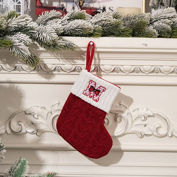 Pompotops Clearance Sales Christmas Decorations Red Knitted Alphabet Embroidered Christmas Socks Colorful 26 Letter Gift Socks