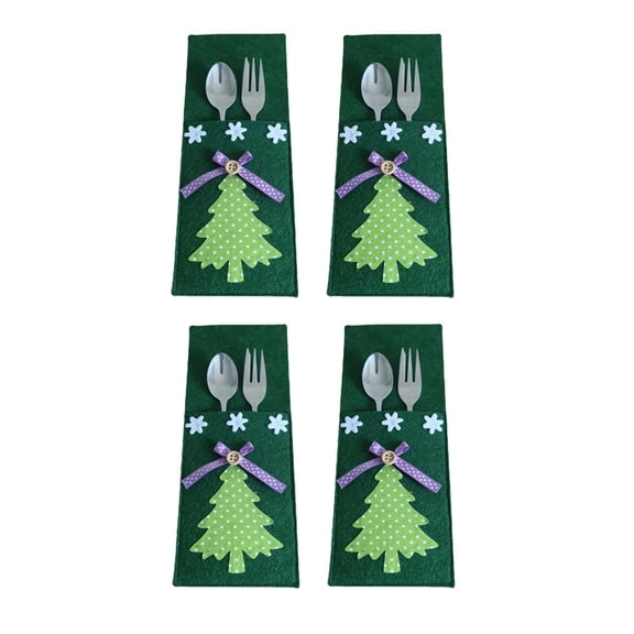 Pompotops Clearance Sales Christmas Decorations Table Tableware Set Hotel Tableware Set Christmas Tree Knife And Fork Bag 4