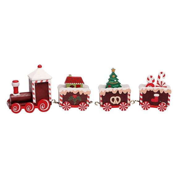 Pompotops Clearance Sales Christmas Decorations Wooden Foursection Train