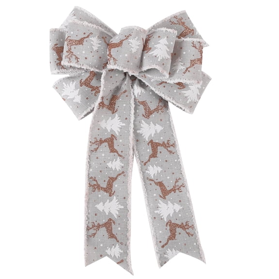 Pompotops Clearance Sales Christmas Large Bow Double Layer Linen Bow Christmas Tree Decoration Bow