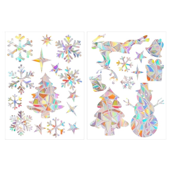 Pompotops Clearance Sales Christmas Suncatcher Sticker Snowflake Rainbows Electrostatic Glass Suns Catcher Birdproof Window