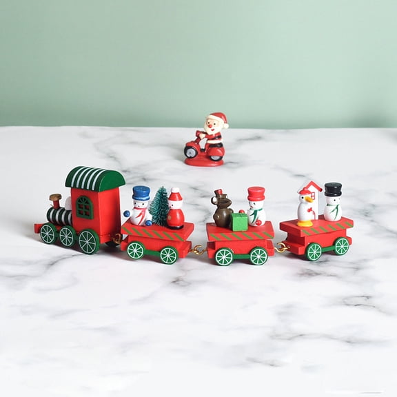 Pompotops Clearance Sales Christmas Wooden Train Santa Claus Festival Ornament Home Decor Kids Gifts