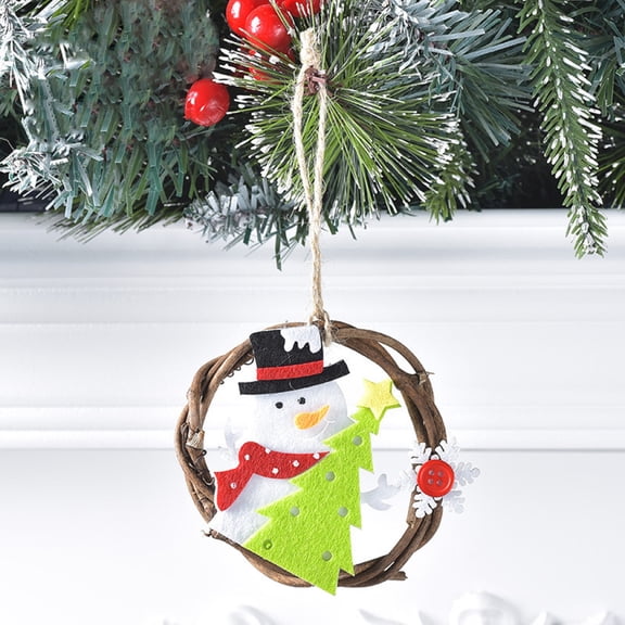 Pompotops Clearance Sales Christmas Wreath Non Woven Rattan Ring Pendant Round Door And Window Pendant