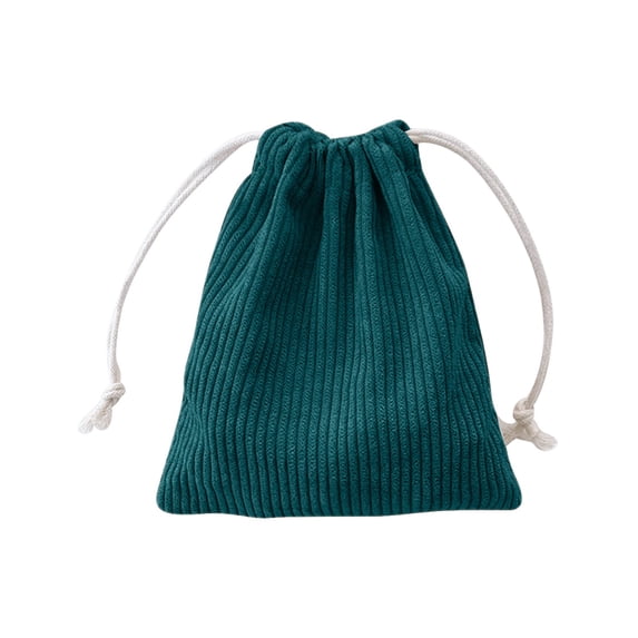 Pompotops Clearance Sales Corduroy Storage Bag With Drawstring Strap Pocket Makeup Bag For Women Large Capacity Coin Bag