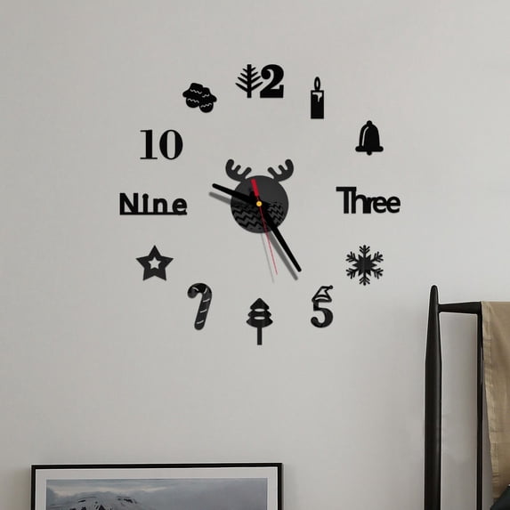 Pompotops Clearance Sales DIY Wall Clock 3D Mirror Sticker Home Office Decor Clock