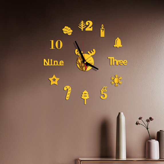 Pompotops Clearance Sales DIY Wall Clock 3D Mirror Sticker Home Office Decor Clock