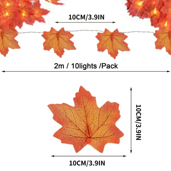 Pompotops Clearance Sales Decorations Home, Garland Of Maple Leaves, With Battery, For Outdoor, Holiday, Room,, Bathroom, Office, Decoration For Thanksgiving Indoors