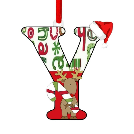 Pompotops Clearance Sales English Letter Hanging Decoration Acrylic Flat Christmas Tree Home Decoration Party Decoration Gift