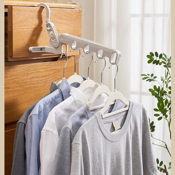 Pompotops Clearance Sales Fivehole Folding Clothes Drying Rack Portable Magics Clothes Hanger For Business Trips Indoor Punch Clothes Hanger