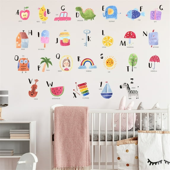 Pompotops Clearance Sales Fruit English Alphabet Wall Stickers Kids Wall Stickers